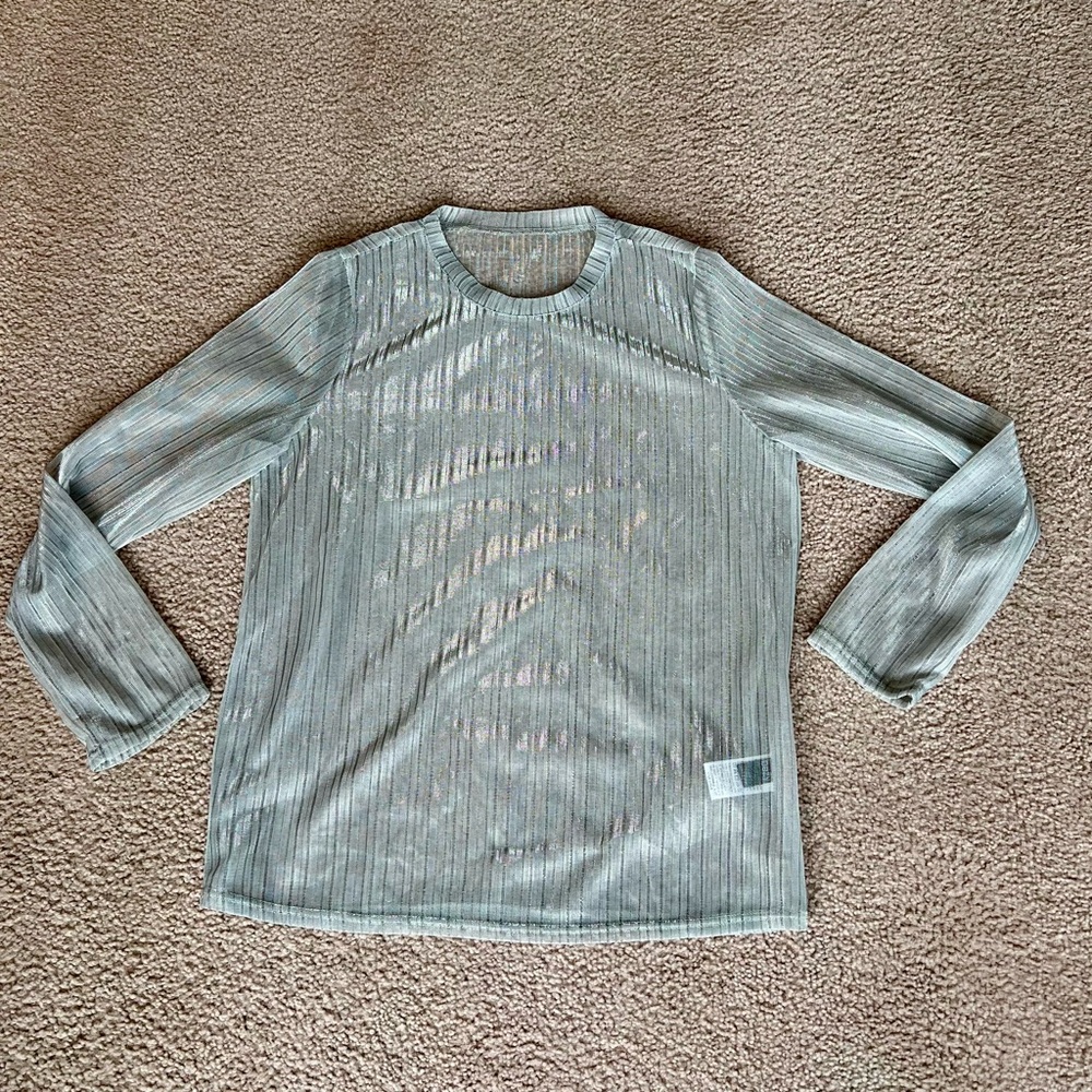 Sheer Silver Striped Layering Tee